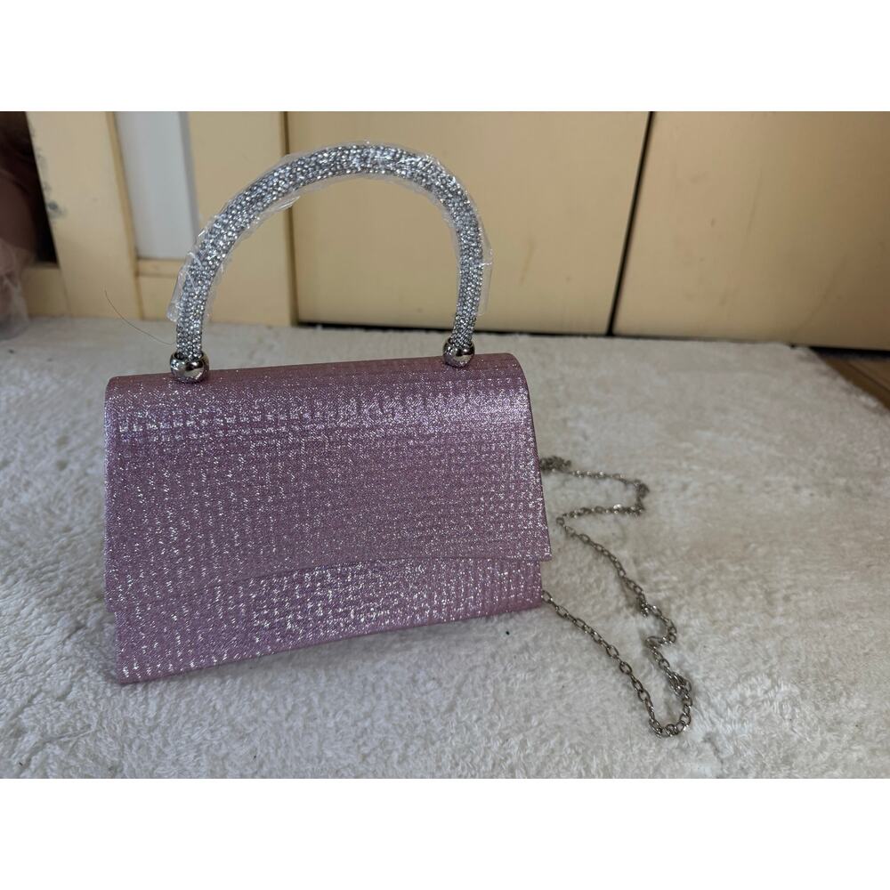 Metallic Pink Glitter Mini Top Handle Bag – Evening / Party